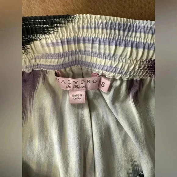 CALYPSO BY ST BARTH LIGHTWEIGHT SILK BLEND IKAT DRAWSTRING COVERUP JOGGERS SMALL - Picture 6 of 12